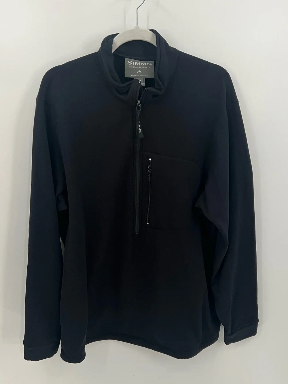 Simms Fishing Black Half-Zip Chest Pocket Pullover